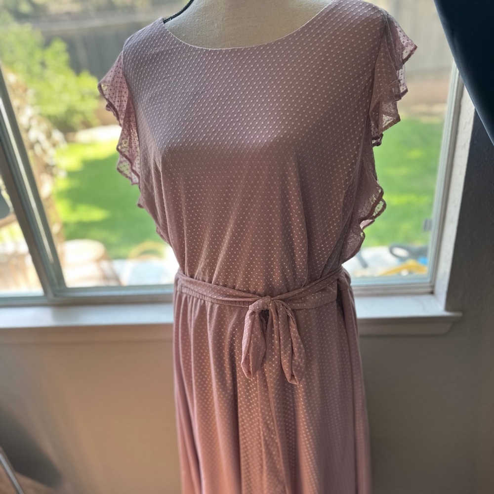 Lane Bryant Blush Pink Midi Dress with Flutter Sleeves